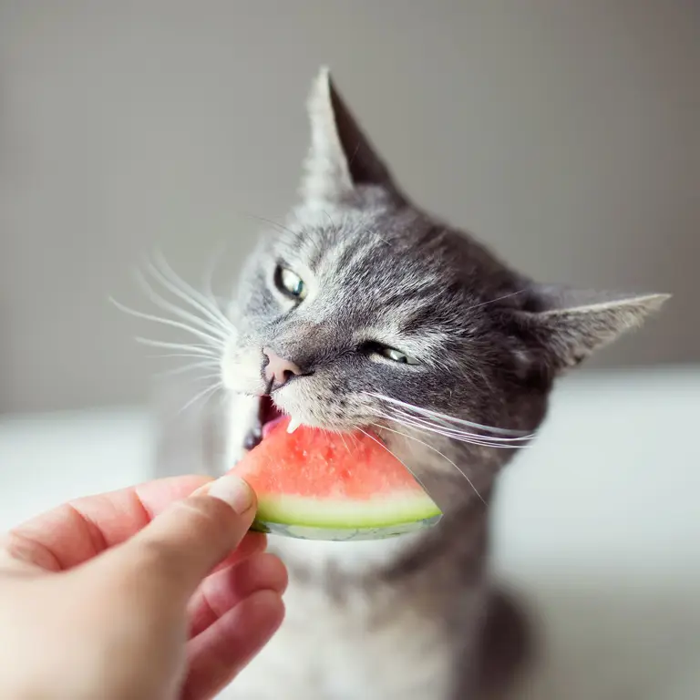 Kucing bahagia sedang makan