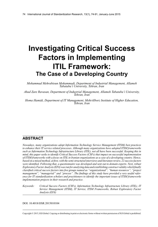 Faktor keberhasilan ITIL