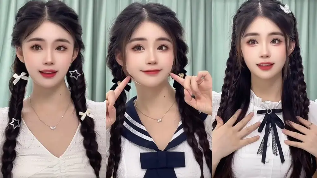 Contoh kuncir rambut kepang sederhana ala Korea