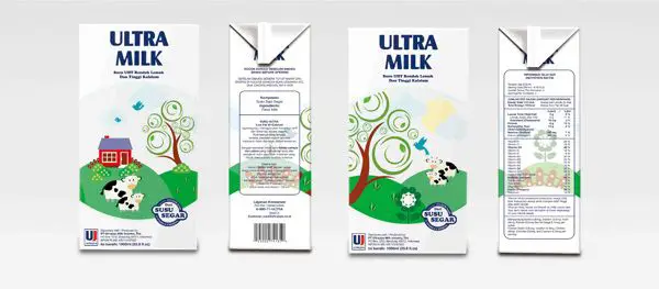 Informasi nilai gizi pada kemasan Susu Ultra Milk