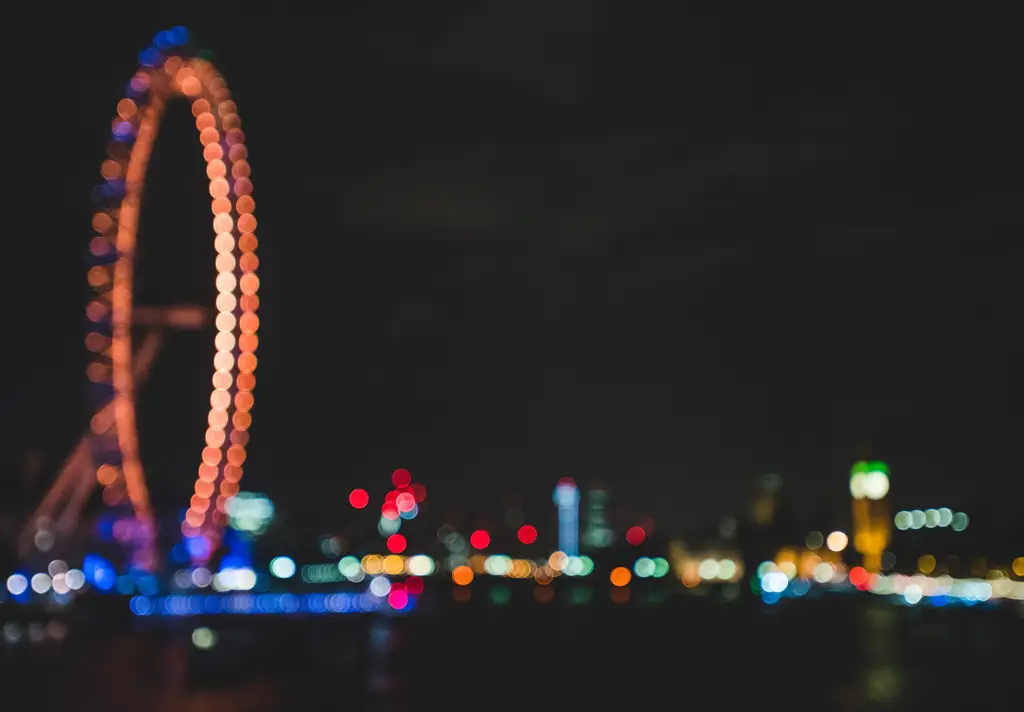 Lampu kota di malam hari dengan efek bokeh