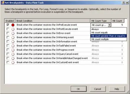 Gambar proses debugging paket SSIS