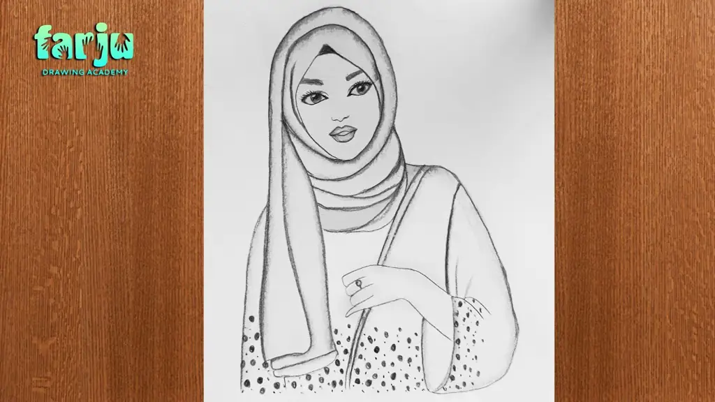 Gambar langkah-langkah menggambar orang berhijab