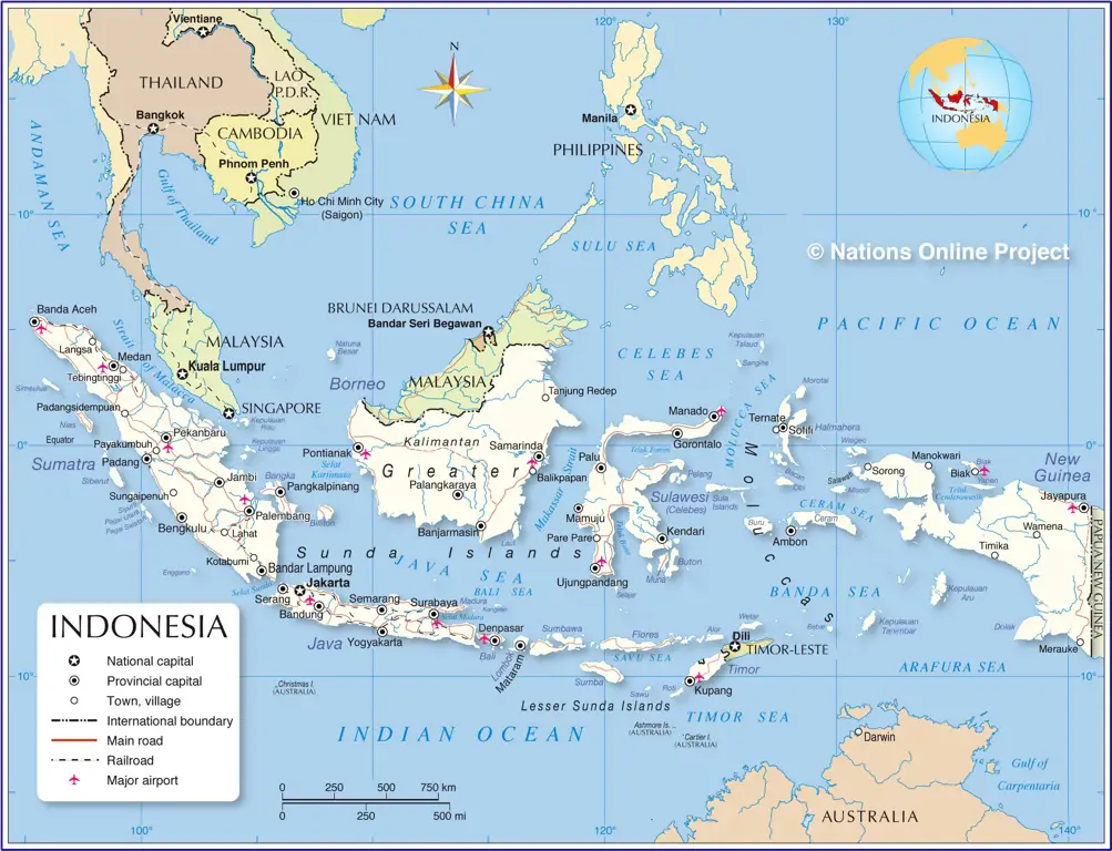 Peta kepulauan Indonesia yang menunjukkan luas wilayahnya