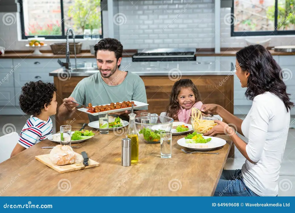 Keluarga bahagia makan bersama