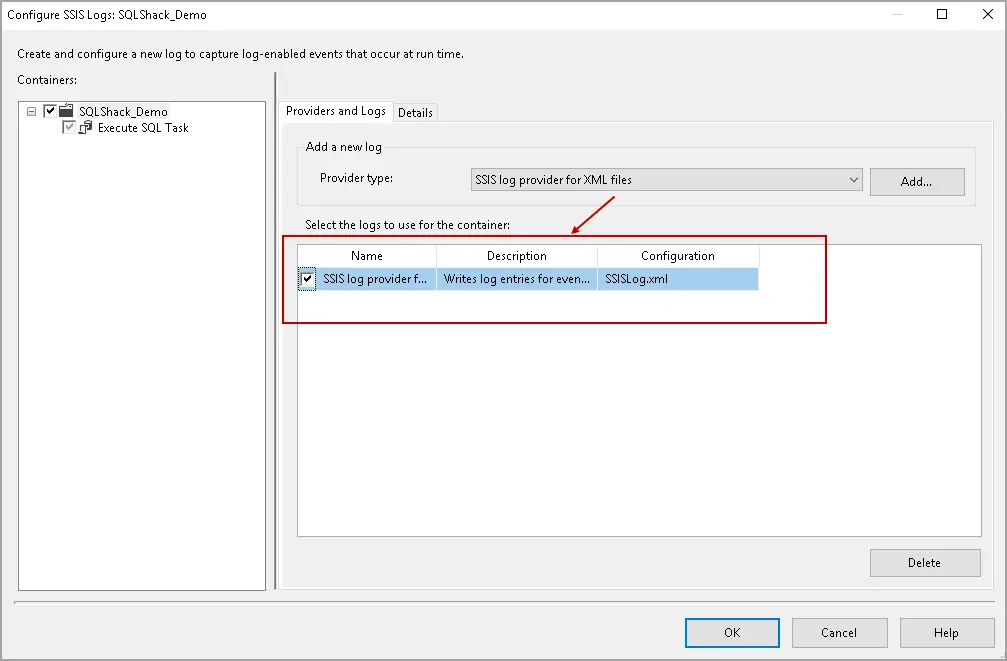 Contoh log kesalahan SSIS yang menunjukkan kesalahan ssis-924