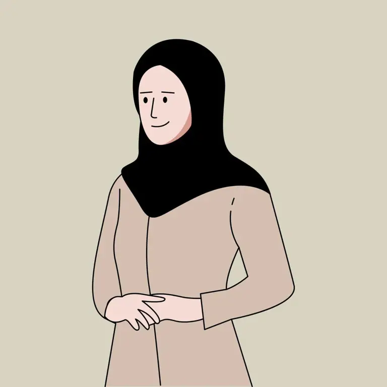 Sketsa awal menggambar guru berhijab