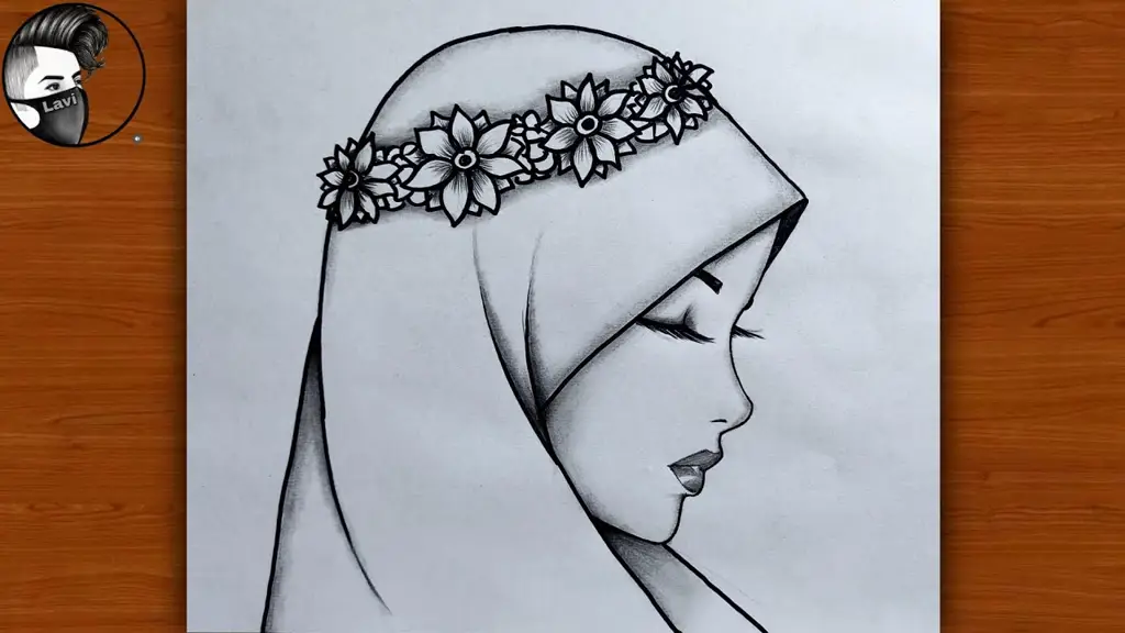 Sketsa dasar anak perempuan berhijab