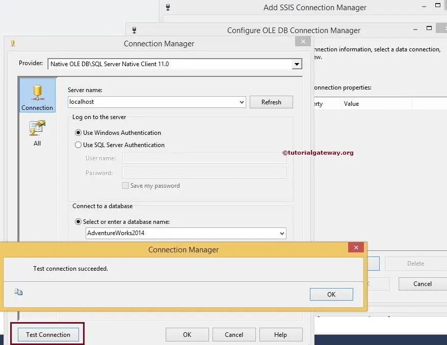 Gambar konfigurasi Connection Manager di SSIS