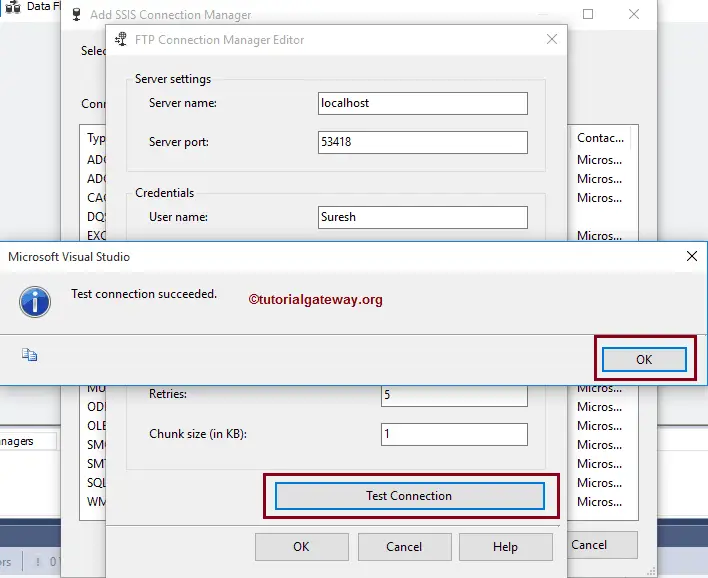 Gambar koneksi SSIS yang salah