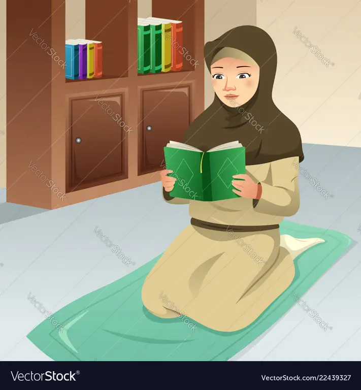 Seorang wanita muslim sedang membaca Al-Quran