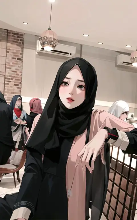 Sketsa awal karakter anime hijab