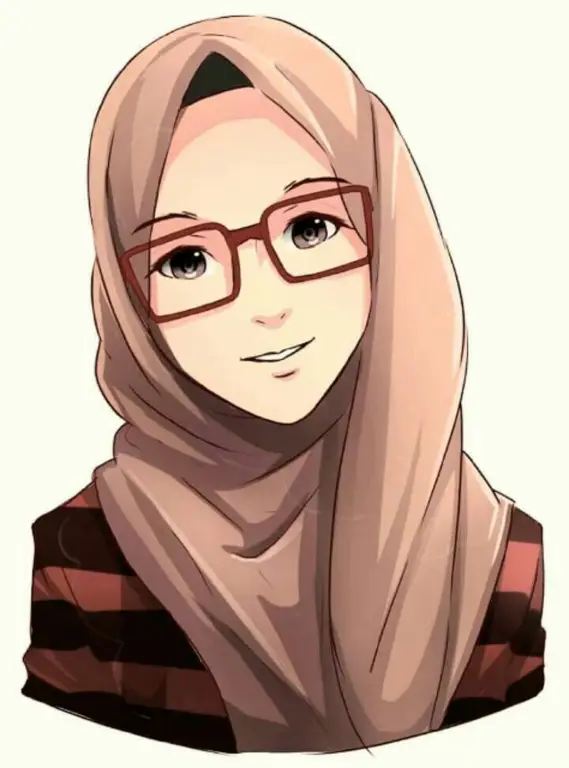 Detail wajah dan hijab anime