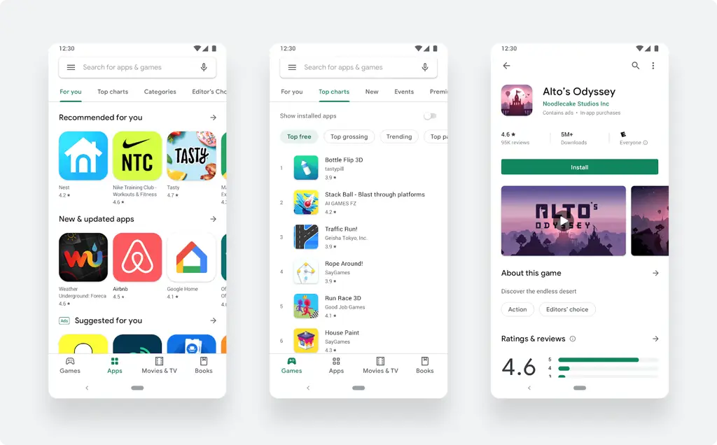 Antarmuka aplikasi Google Play Store