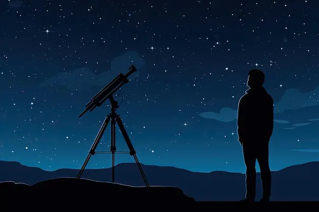 Gambar teleskop yang diarahkan ke langit malam untuk mengamati bintang