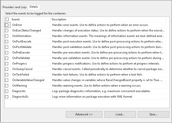 Gambar konfigurasi logging SSIS