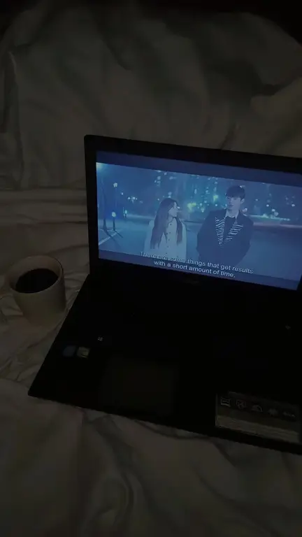 Seseorang menonton drama Korea di laptop