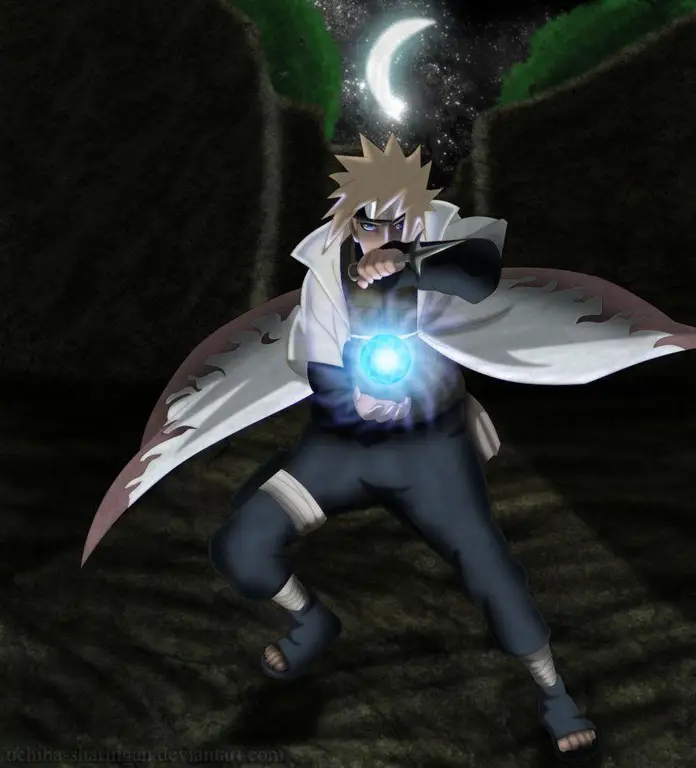 Gambar Minato Namikaze menggunakan Rasengan