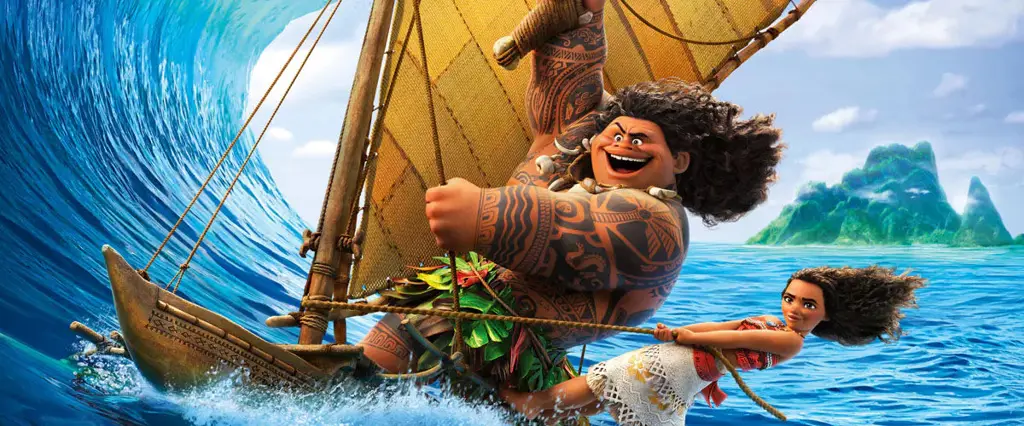 Moana dan Maui berinteraksi