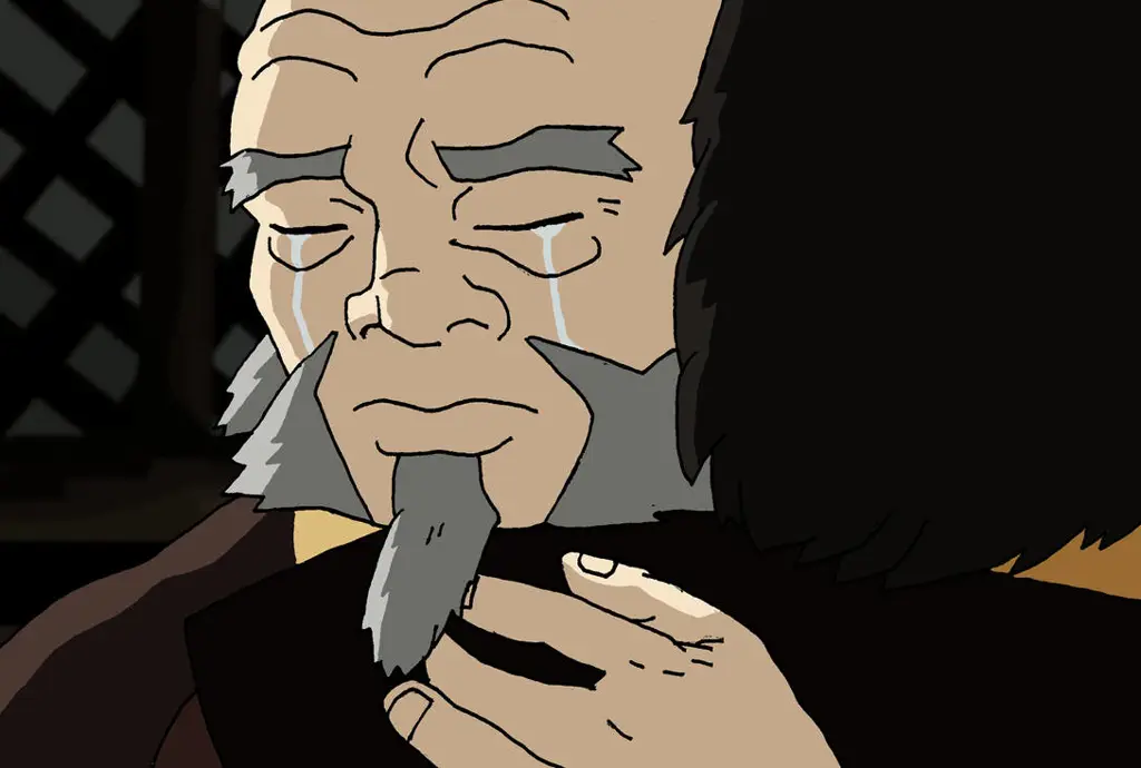 Gambar adegan emosional antara Zuko dan Iroh