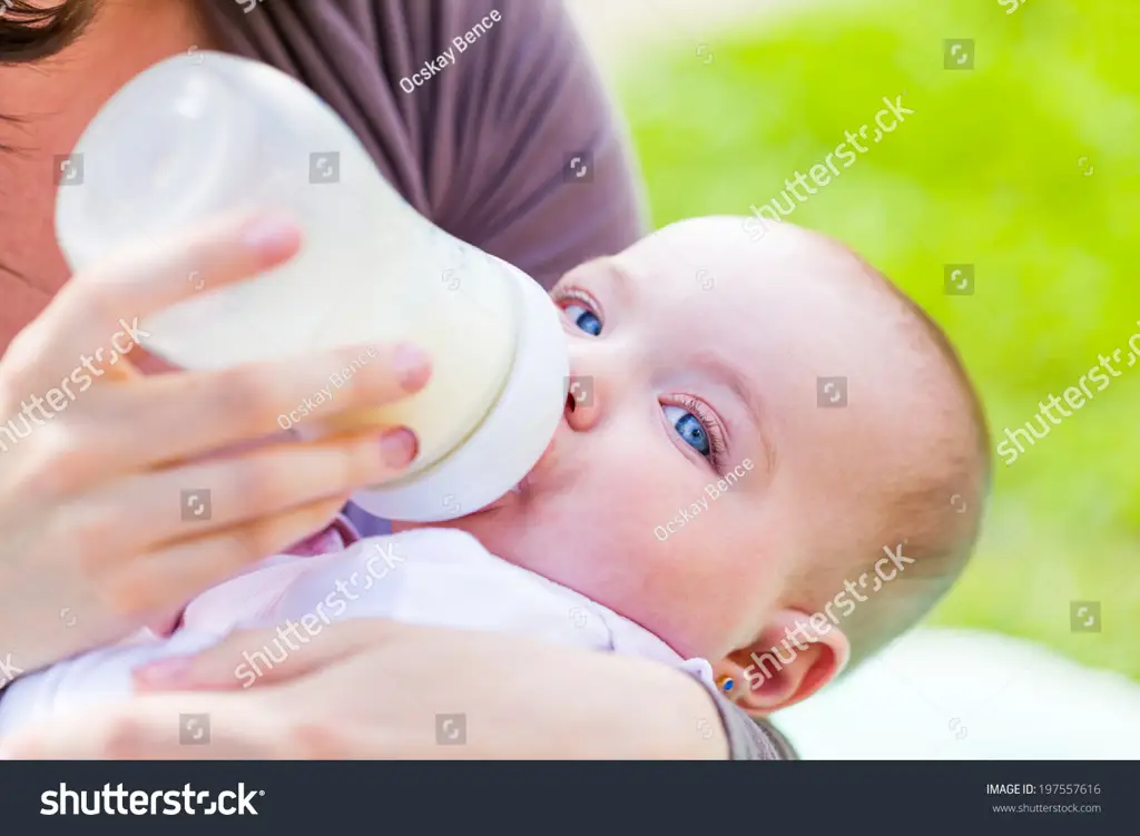 Ibu memberi makan bayi dengan susu