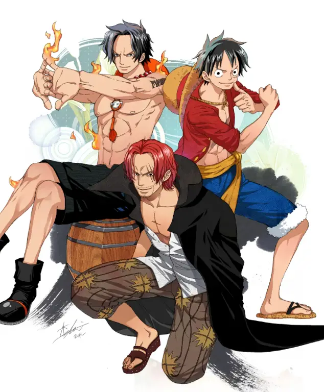 Luffy dan Shanks dalam One Piece Film: Red