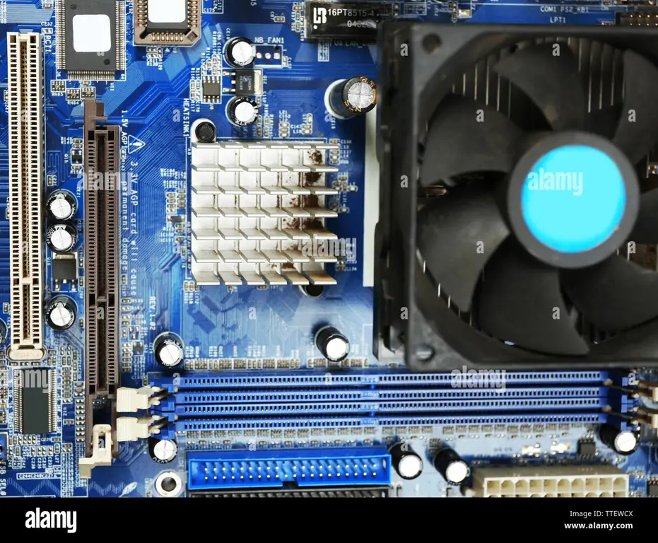 Gambar close-up motherboard komputer