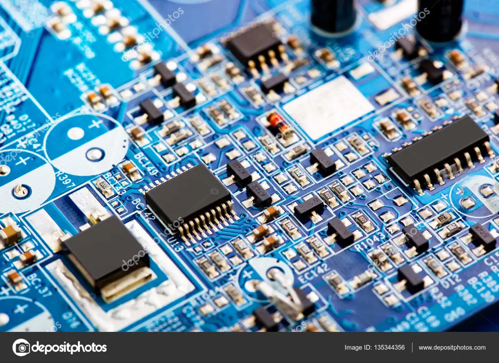 Gambar close-up motherboard komputer