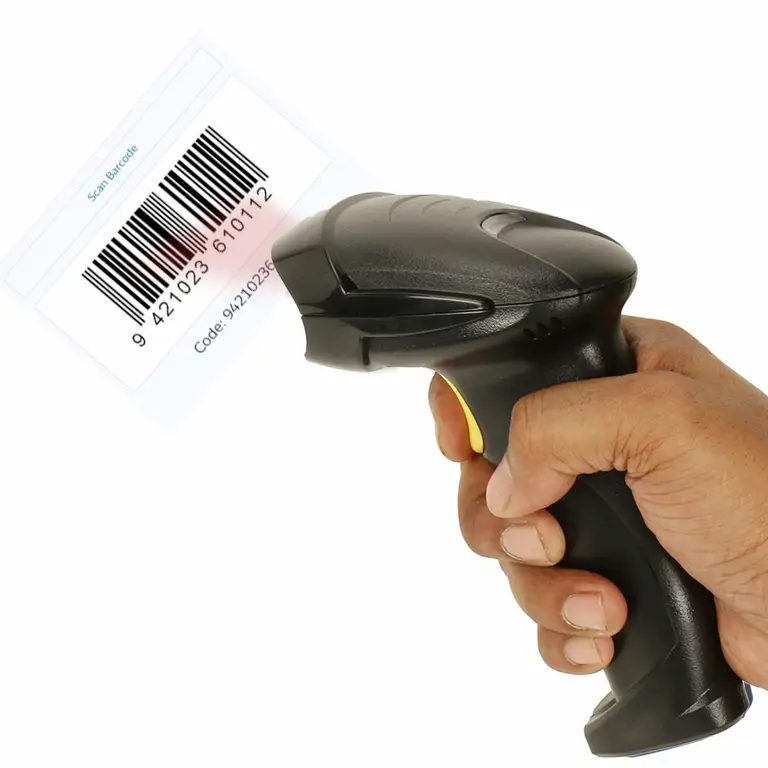 Contoh pemindai barcode yang mungkin digunakan untuk membaca kode seperti mide - 824.