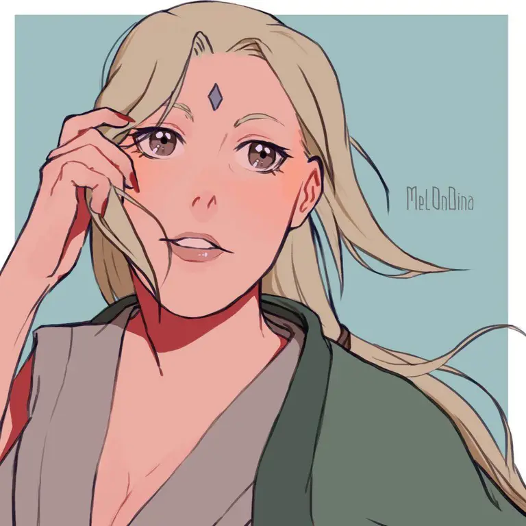 Ilustrasi penggemar Naruto dan Tsunade