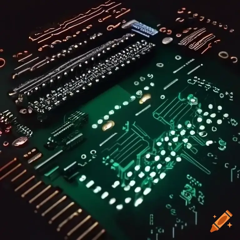 Gambar close-up sebuah papan sirkuit elektronik