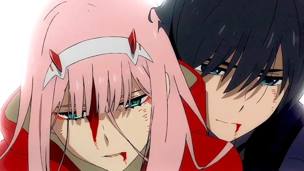 Gambar Zero Two dan Hiro dari Darling in the Franxx