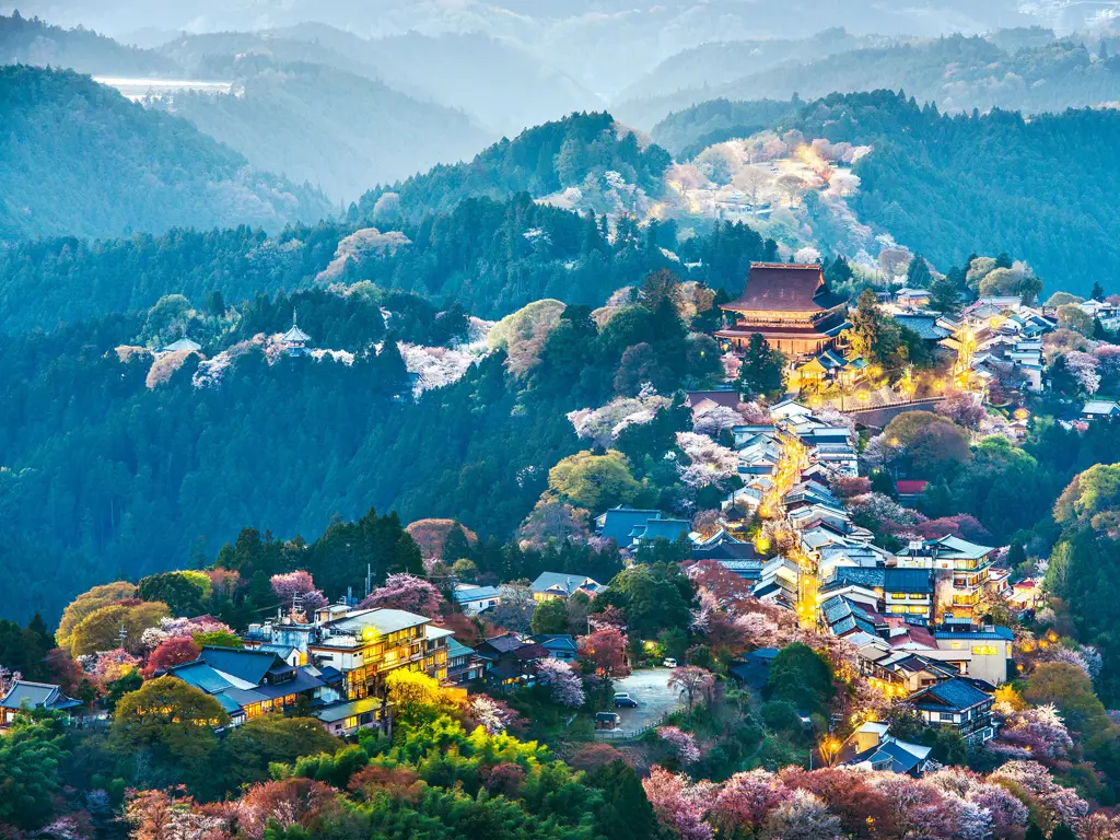 Pemandangan indah di Jepang dengan efek bokeh