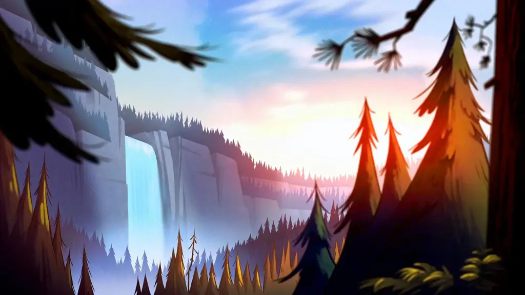 Gambar pemandangan Gravity Falls yang misterius