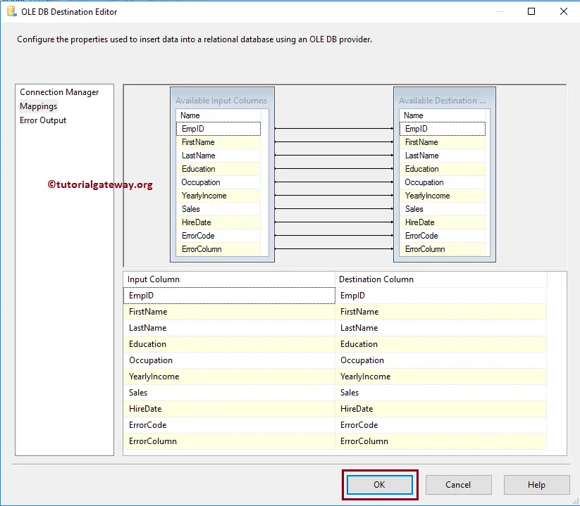 Contoh penanganan kesalahan dalam paket SSIS