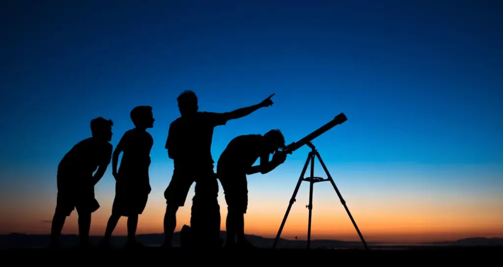 Teleskop sedang mengamati bintang di langit malam