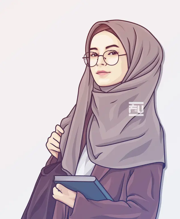 Ilustrasi anime wanita berhijab