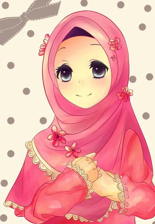 Ilustrasi anime gadis berhijab yang sedang bercengkrama