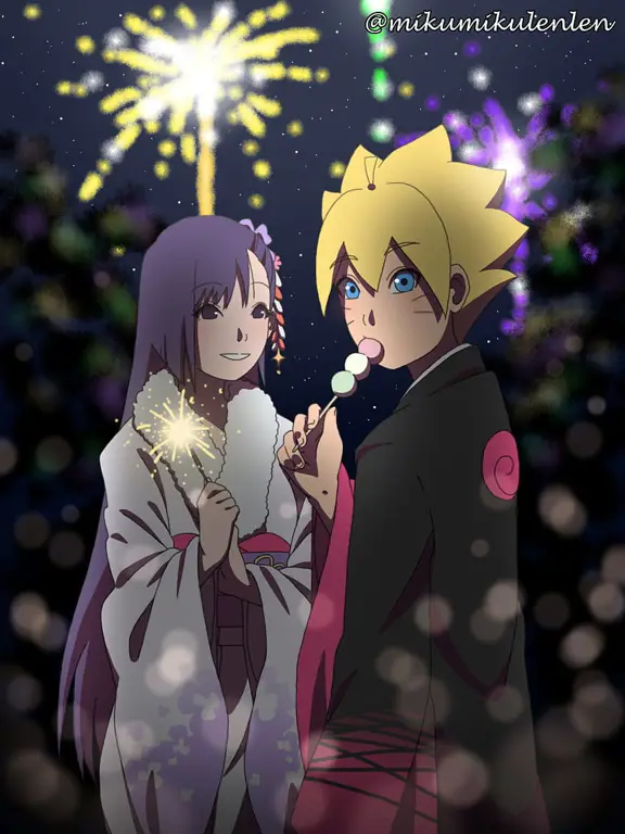 Sumire Shiratori dan Boruto Uzumaki bersama