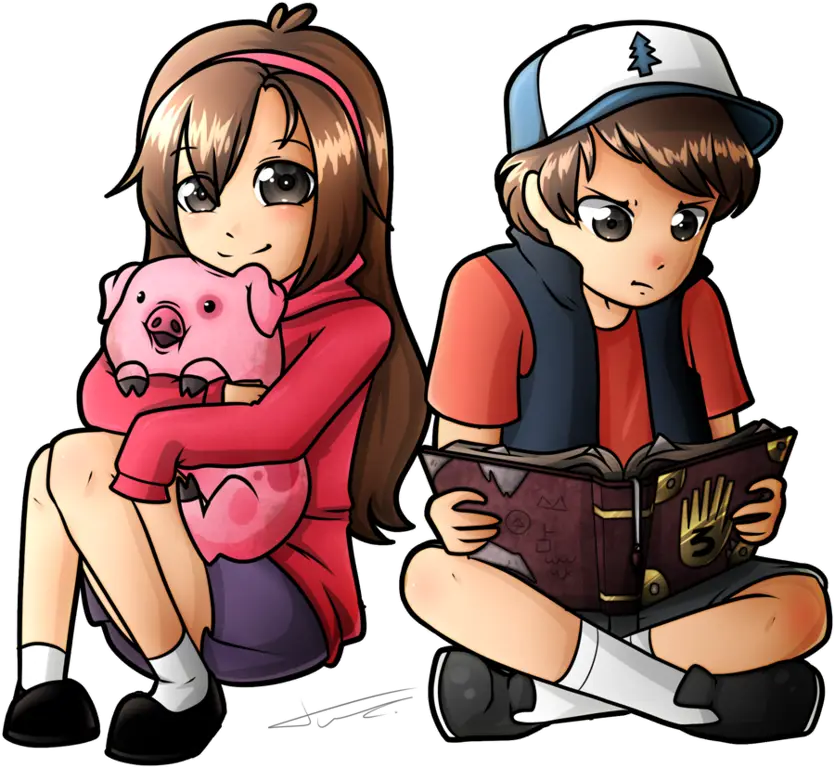 Gambar Dipper dan Mabel Pines dari serial Gravity Falls