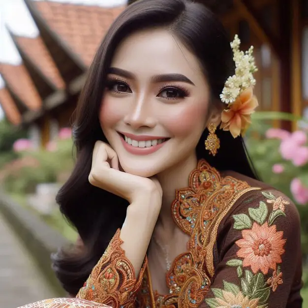 Wanita Indonesia cantik mengenakan pakaian adat