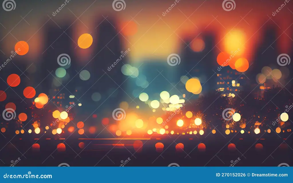 Foto lampu kota malam hari dengan efek bokeh