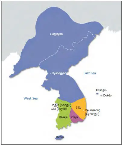 Peta kerajaan-kerajaan kuno di Semenanjung Korea