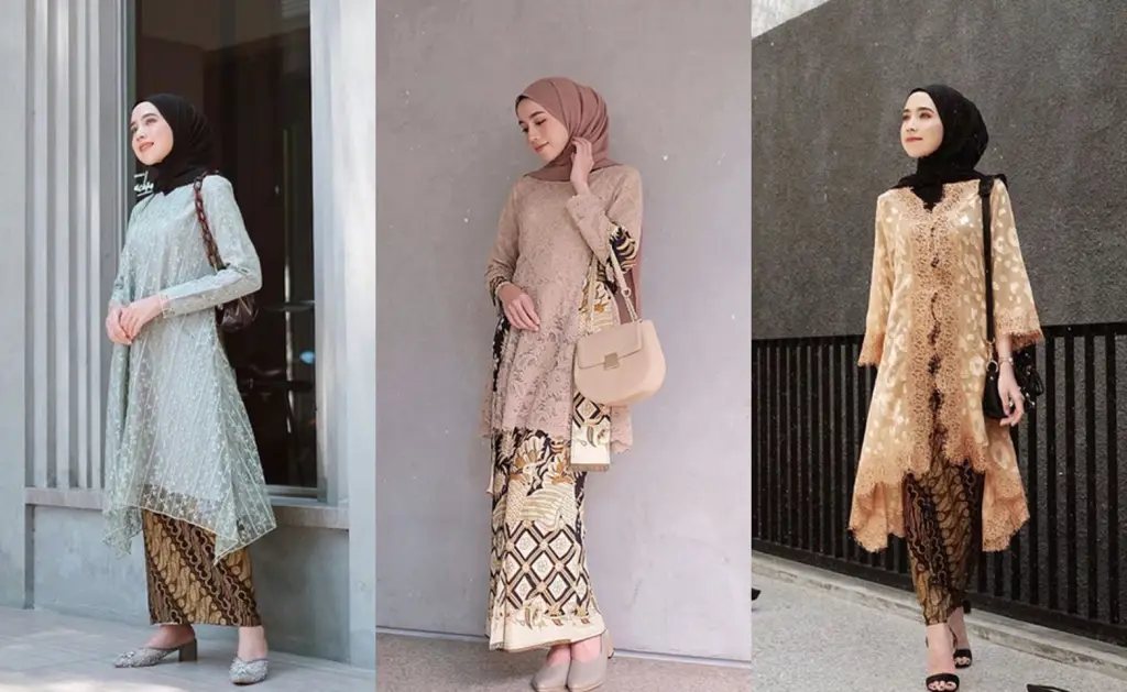 Berbagai model kebaya brokat modern untuk hijab