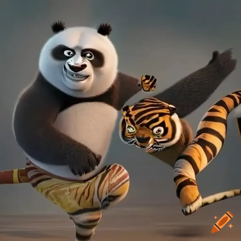 Po, tokoh utama Kung Fu Panda 2, sedang berlatih kung fu.