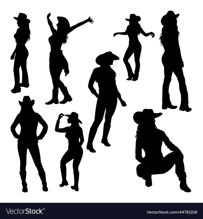 Ilustrasi pose cowgirl