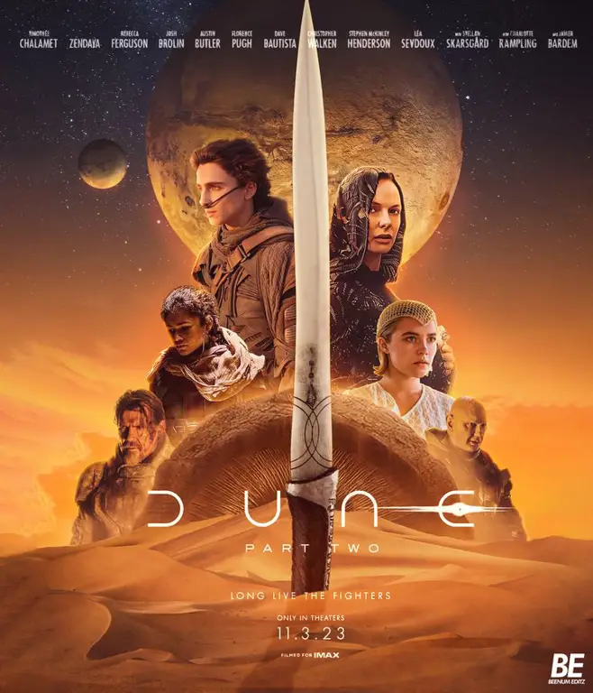 Poster film Dune Part 2 dengan subtitle Bahasa Indonesia.