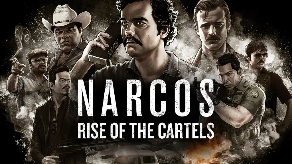 Poster serial Narcos dengan gambar Pablo Escobar