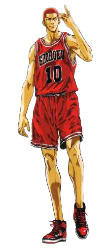 Gambar Hanamichi Sakuragi sedang bermain basket