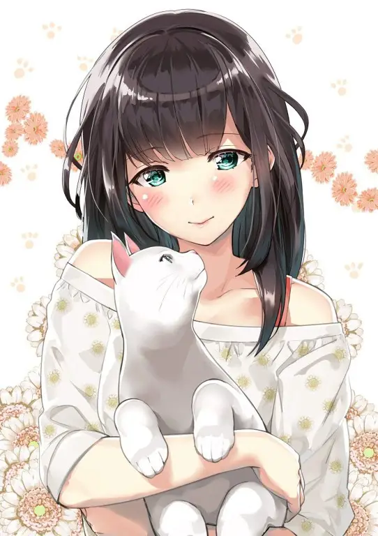 Ilustrasi cat girl dalam gaya anime